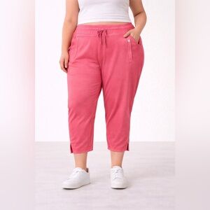 NWT! Lane‎ Bryant LIVI Active Capri Cropped Jogger Sweatpants Coral Pink